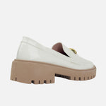 Mocasin tractorado ombra de sintético para mujer - Hueso