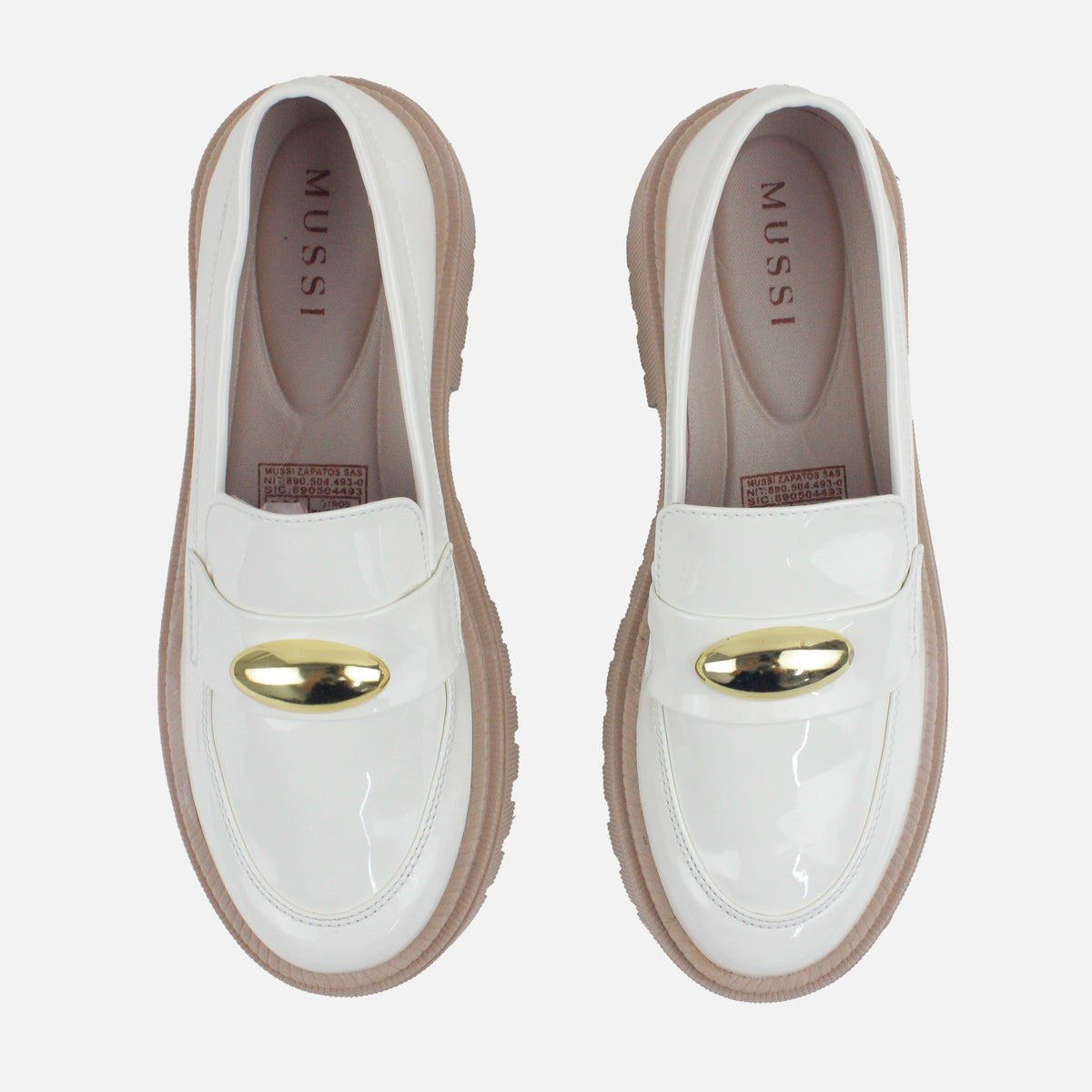 Mocasin tractorado ombra de sintético para mujer - Hueso