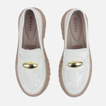 Mocasin tractorado ombra de sintético para mujer - Hueso