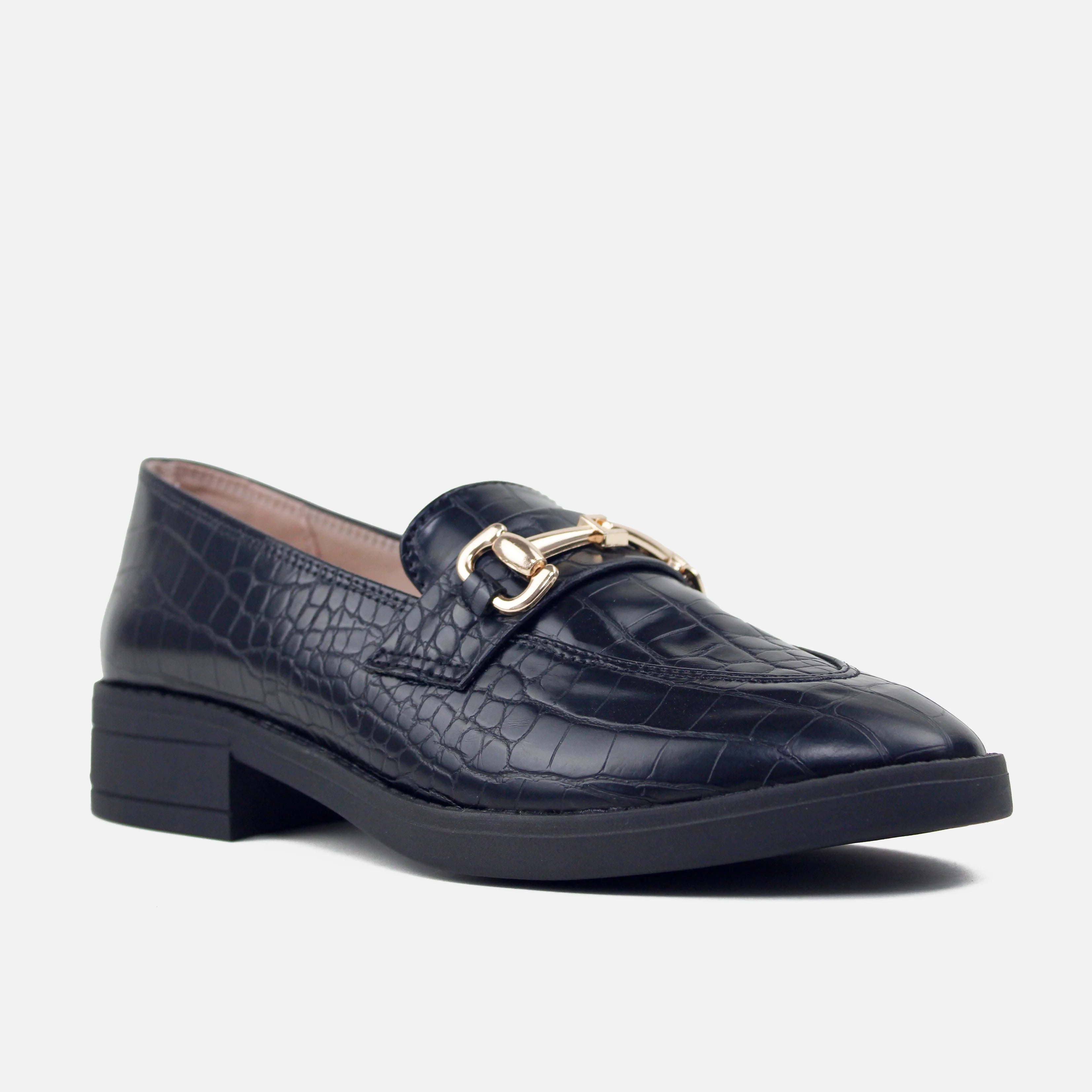 Mocasin plano valeria de sintético para mujer Negro