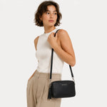 Bolso manos libres esme de cuero para mujer - Negro