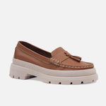 Mocasin tractorado elsa de cuero para mujer - Miel