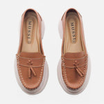 Mocasin tractorado elsa de cuero para mujer - Miel