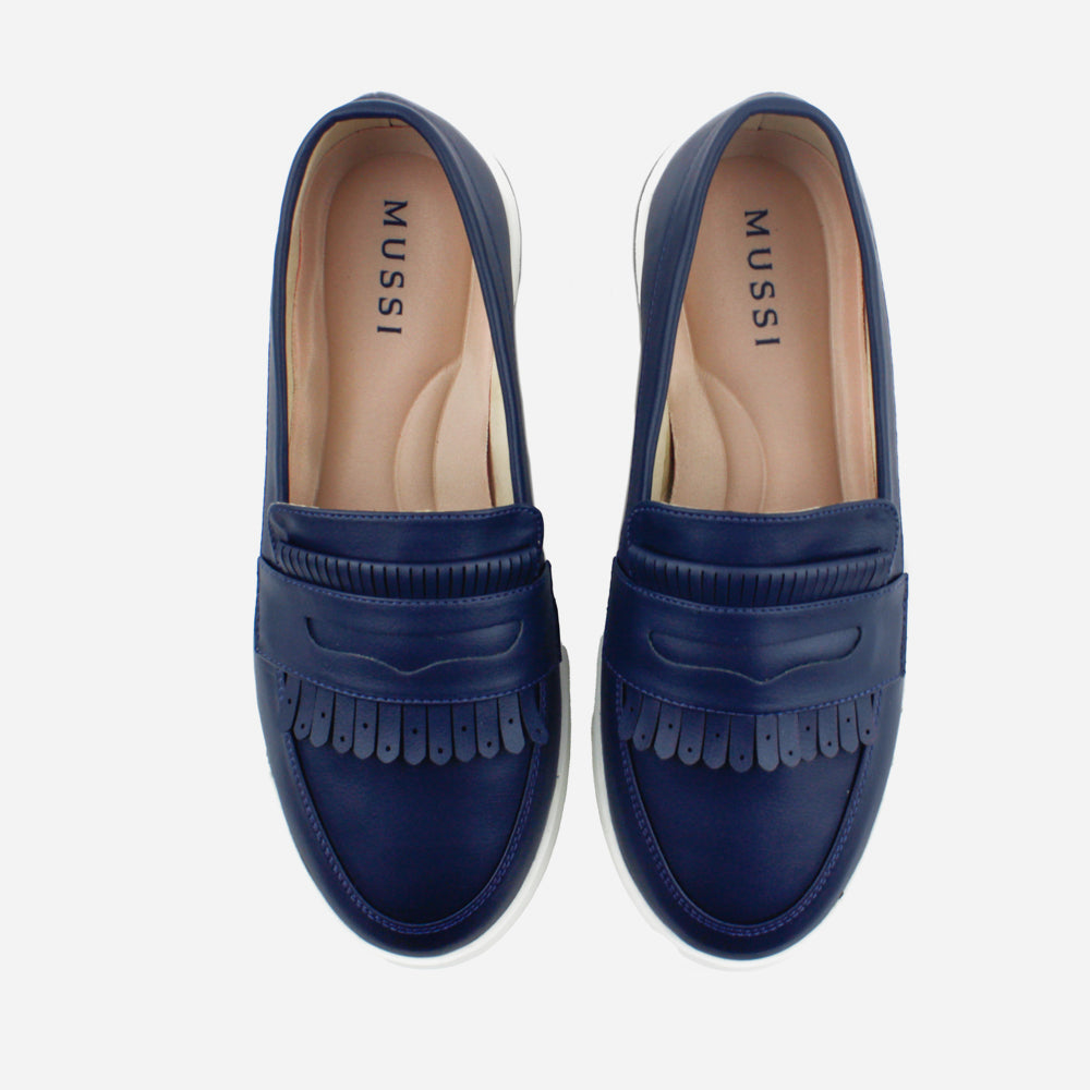 Mocasin plataforma gema de sintético para mujer - Azul