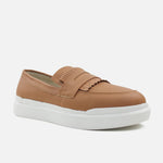 Mocasin plataforma gema de sintético para mujer - Miel