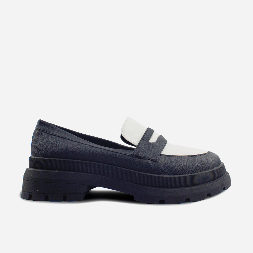 Mocasin tractorado mina de sintético para mujer - Negro