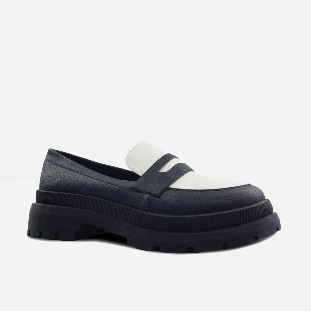 Mocasin tractorado mina de sintético para mujer - Negro