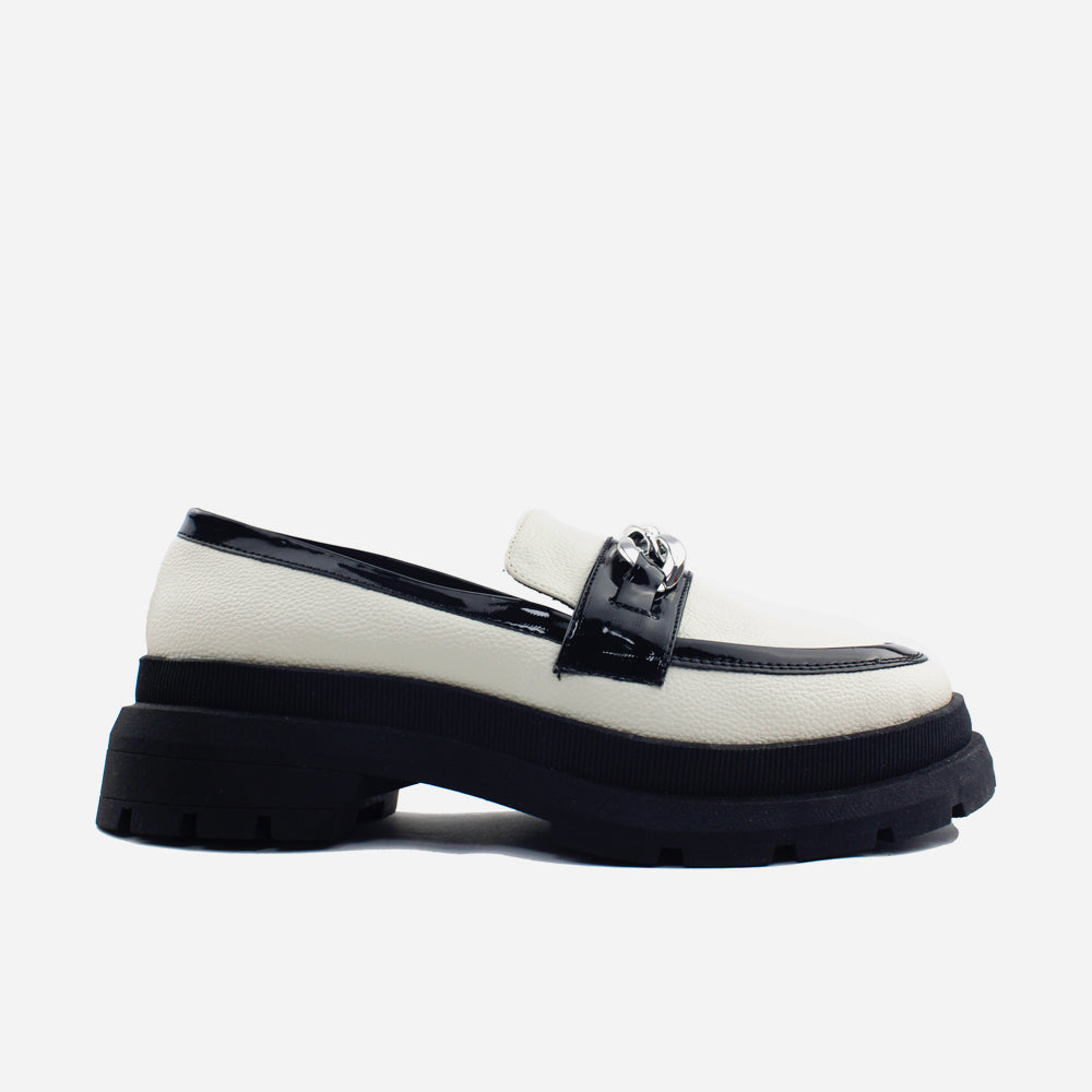 Mocasin tractorado flavia de sintético para mujer - Blanco