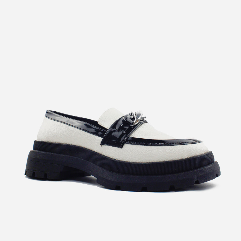 Mocasin tractorado flavia de sintético para mujer - Blanco
