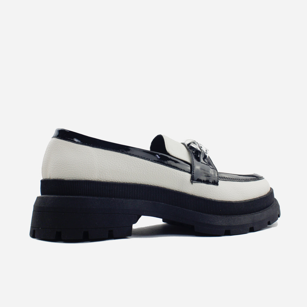 Mocasin tractorado flavia de sintético para mujer - Blanco