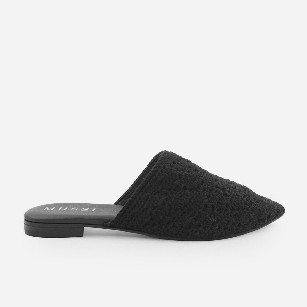Zueco plano ivy de textil para mujer - Negro