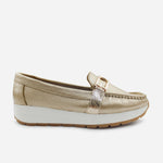 Mocasin plataforma vivienne de cuero para mujer - Oro