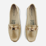 Mocasin plataforma vivienne de cuero para mujer - Oro