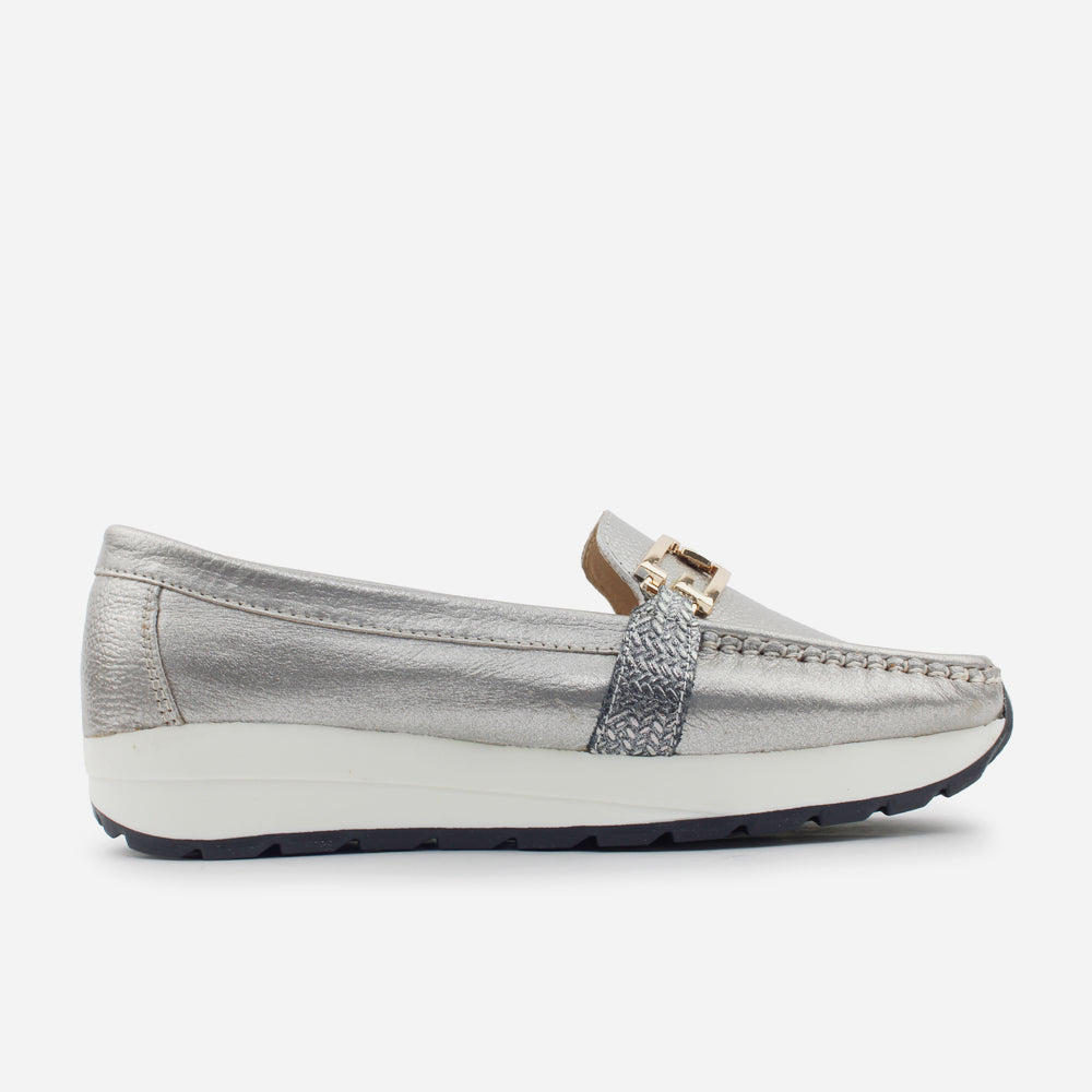 Mocasin plataforma vivienne de cuero para mujer - Fusil