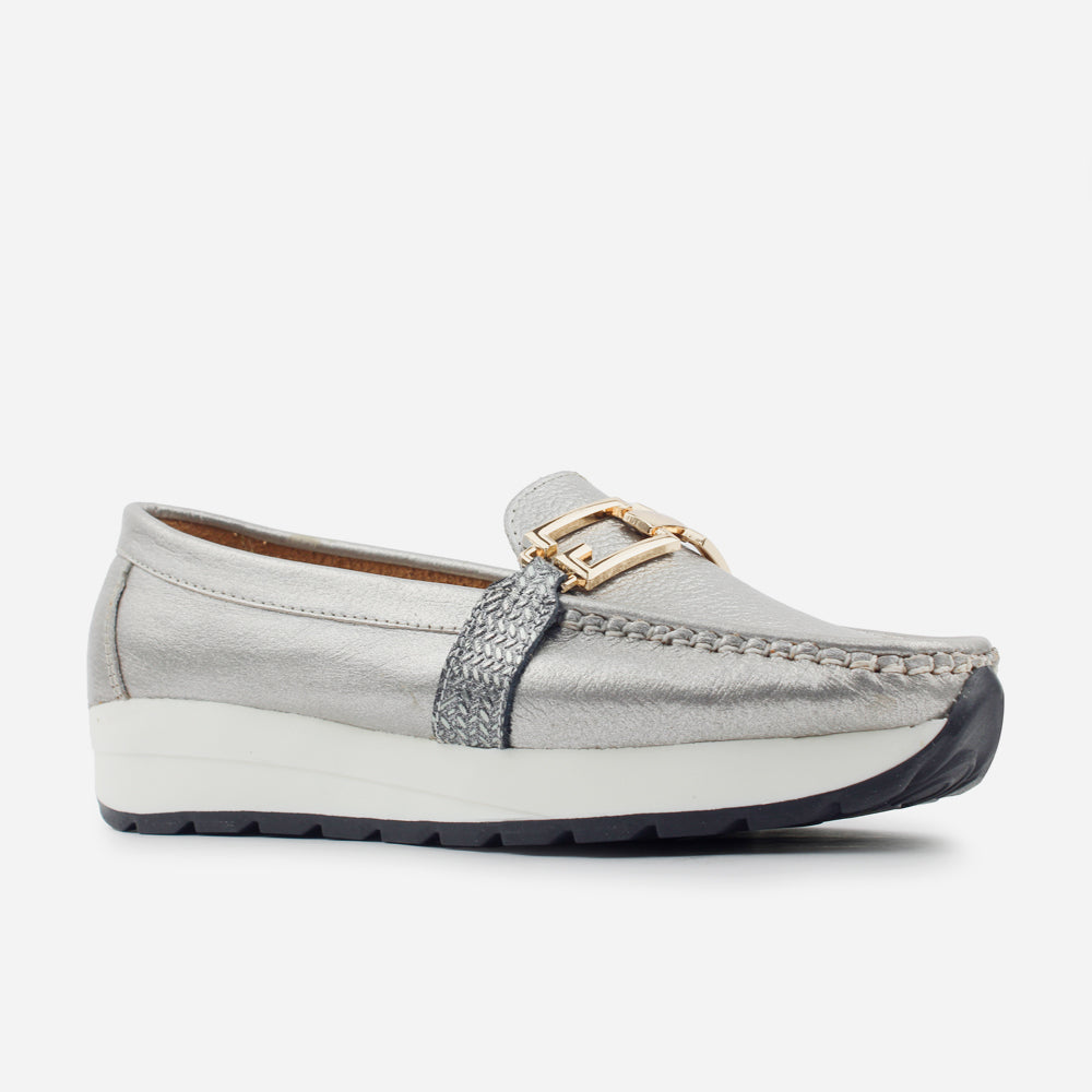 Mocasin plataforma vivienne de cuero para mujer - Fusil