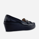 Mocasin plataforma eva de cuero para mujer - Negro