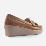 Mocasin plataforma eva de cuero para mujer - Miel