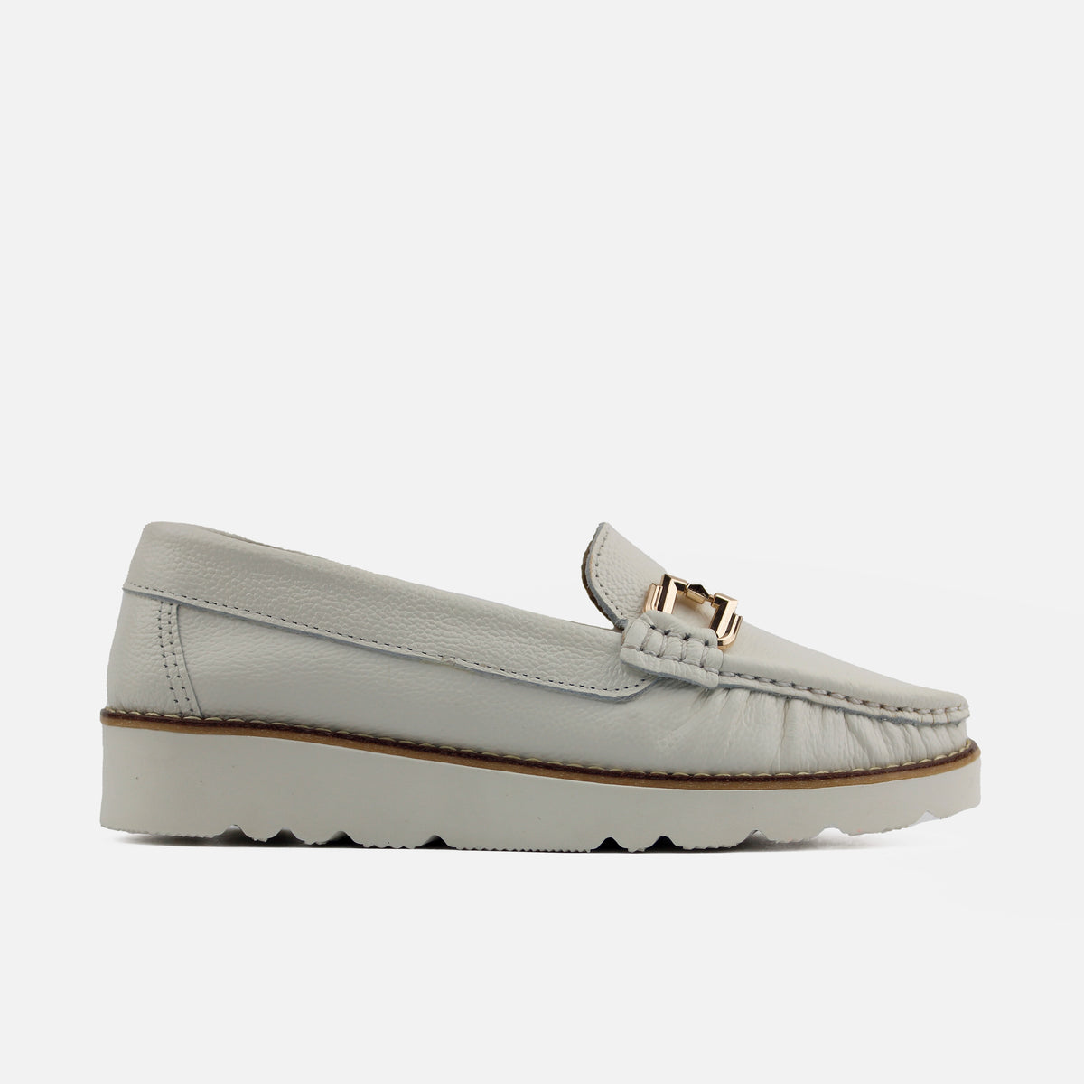 Mocasin plataforma ambarina de sintético para mujer - Hueso