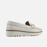 Mocasin plataforma ambarina de sintético para mujer - Hueso