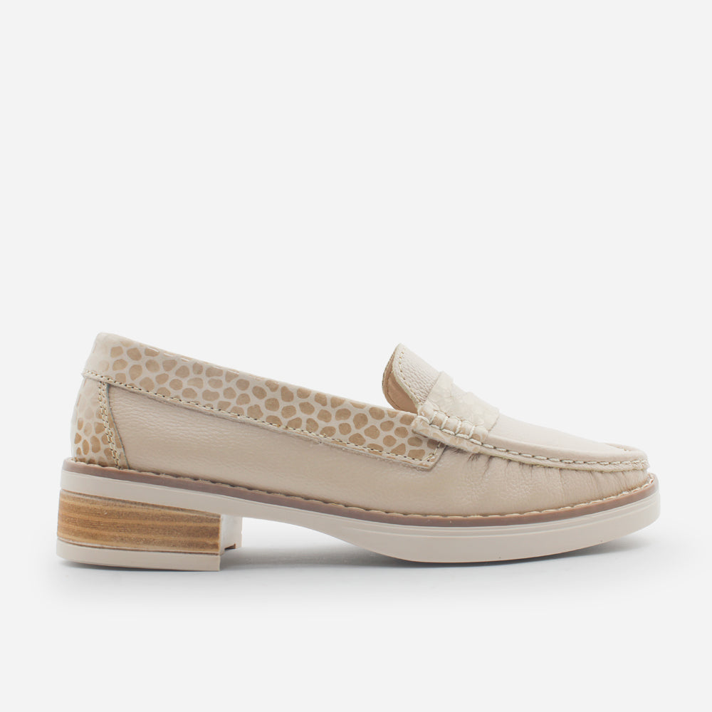 Mocasin tractorado lia de cuero para mujer - Taupe