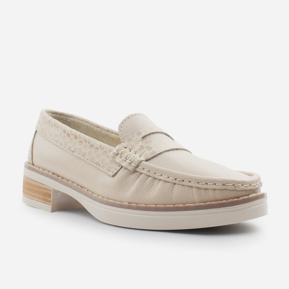 Mocasin tractorado lia de cuero para mujer - Taupe
