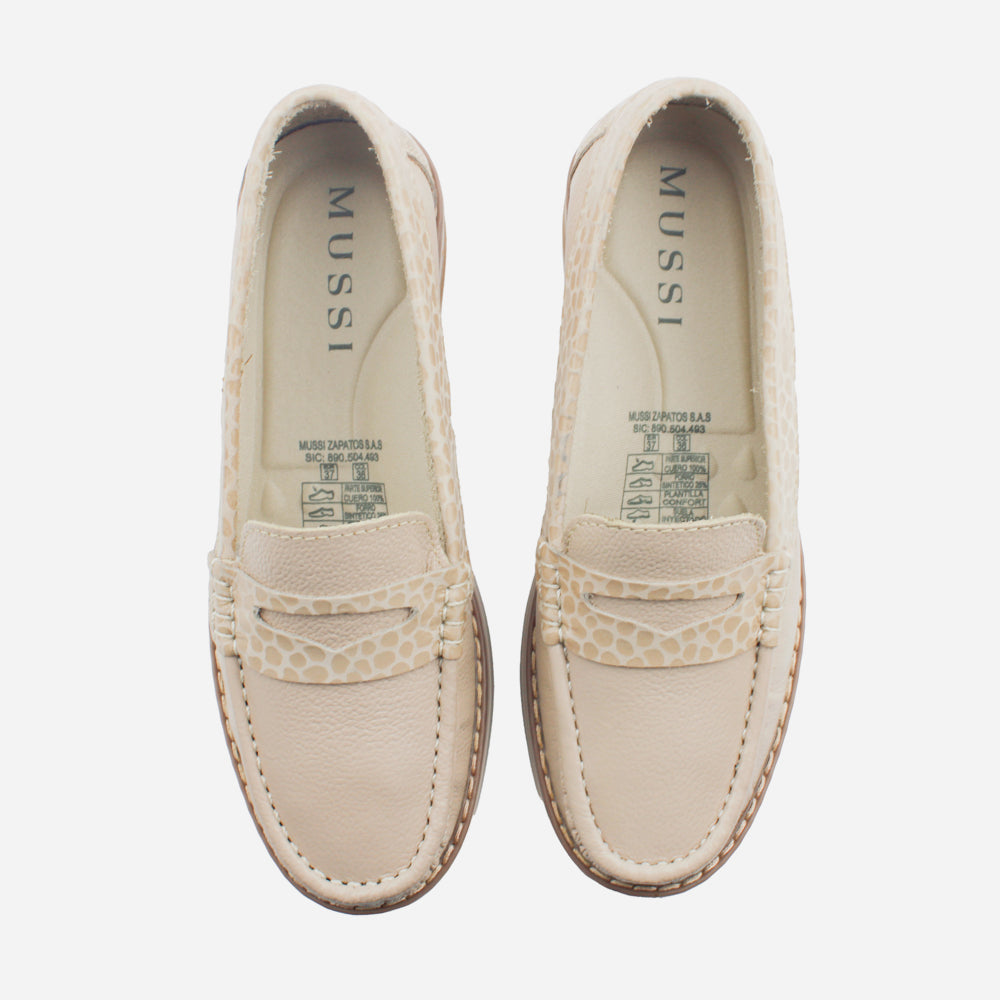 Mocasin tractorado lia de cuero para mujer - Taupe