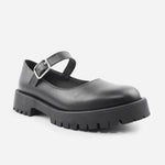 Mocasin tractorado camil de cuero para mujer - Negro