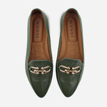 Mocasin sleeper bianca de cuero para mujer - Verde