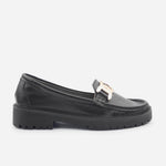 Mocasin tractorado lia de cuero para mujer - Negro