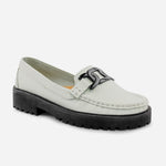 Mocasin tractorado lia de cuero para mujer - Blanco