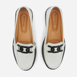 Mocasin tractorado lia de cuero para mujer - Blanco