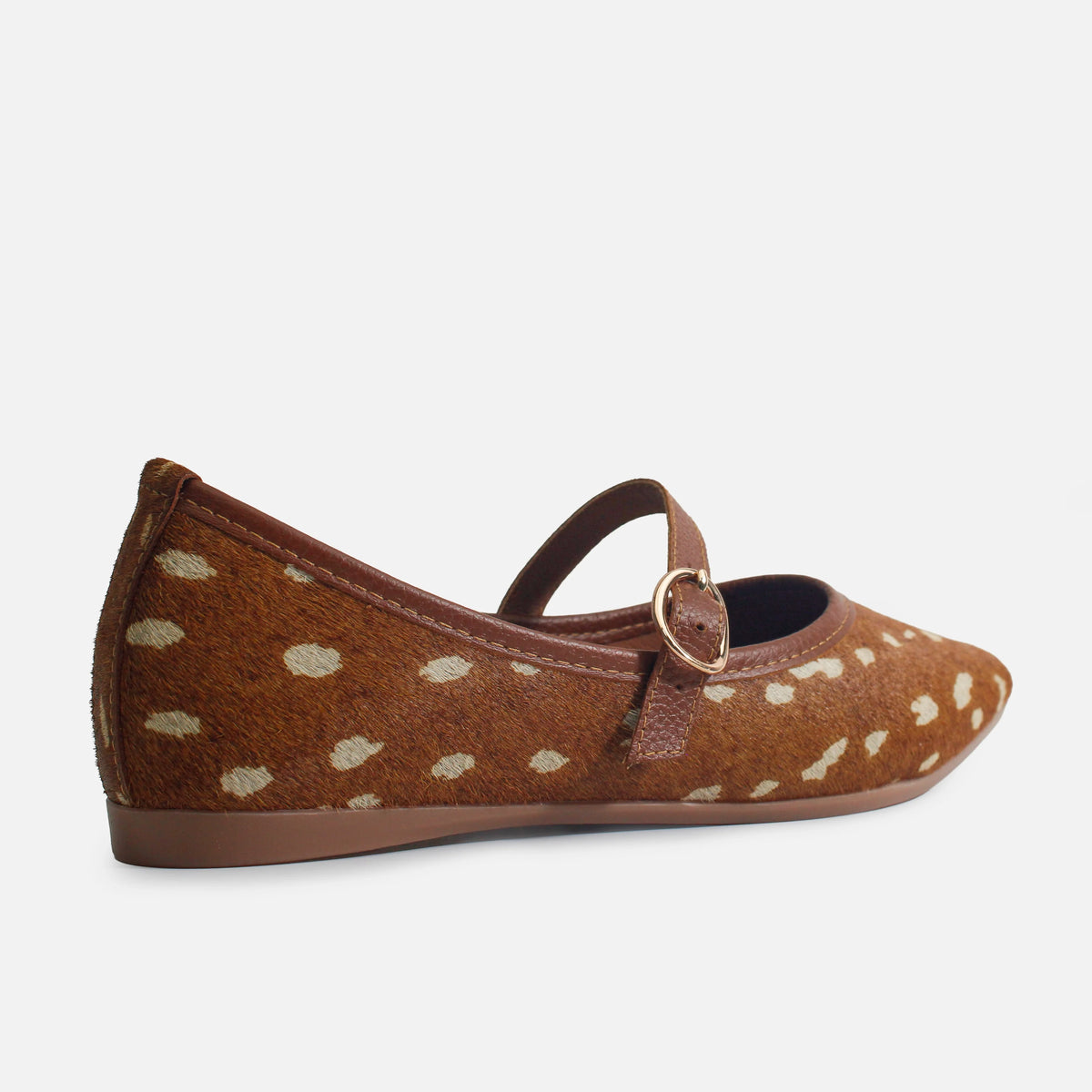 Baleta plana lilith de cuero para mujer - Café