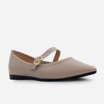 Baleta plana lilith de cuero para mujer - Nude