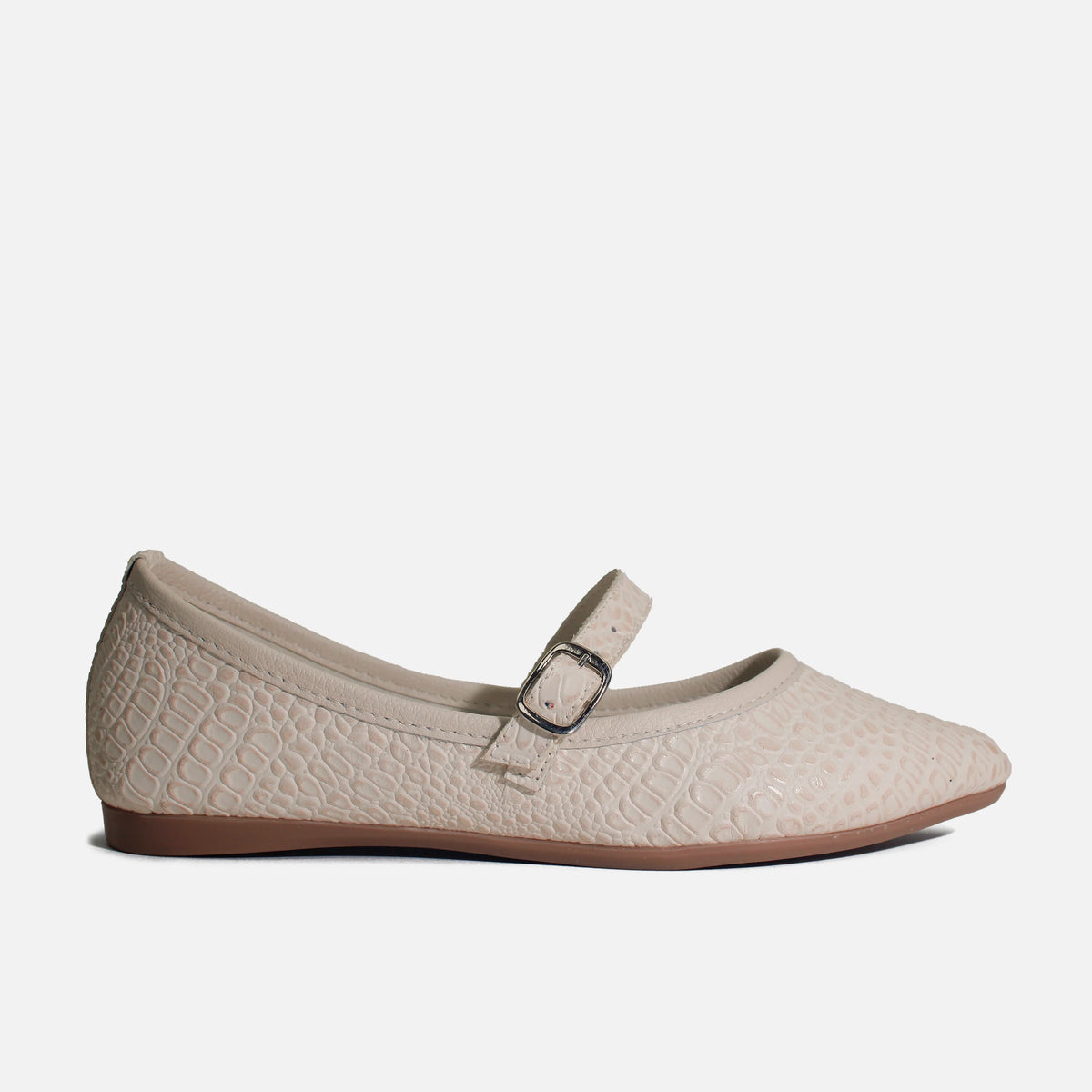 Baleta plana lilith de cuero para mujer - Hueso