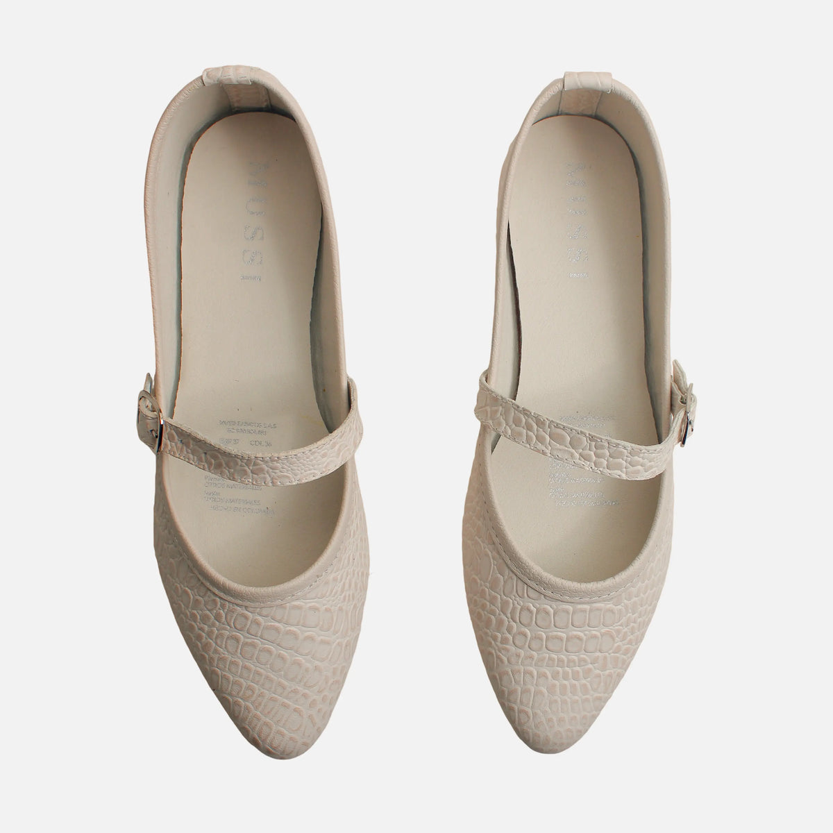 Baleta plana lilith de cuero para mujer - Hueso