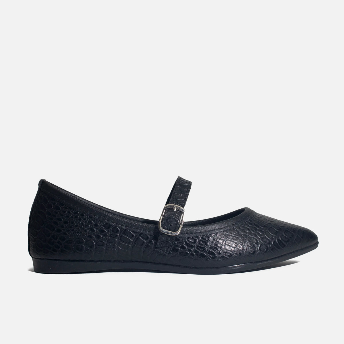 Baleta plana lilith de cuero para mujer - Negro