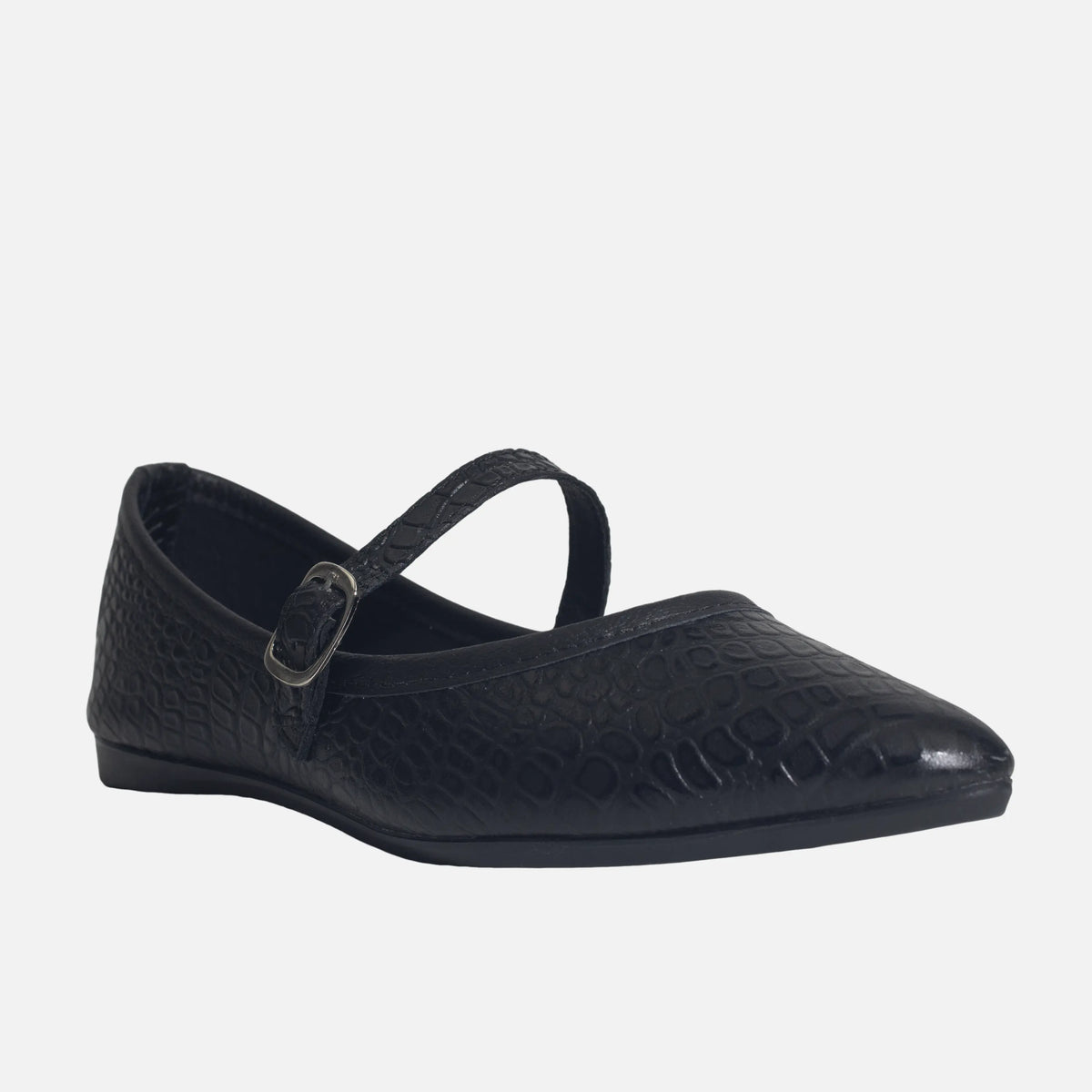 Baleta plana lilith de cuero para mujer - Negro