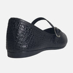 Baleta plana lilith de cuero para mujer - Negro