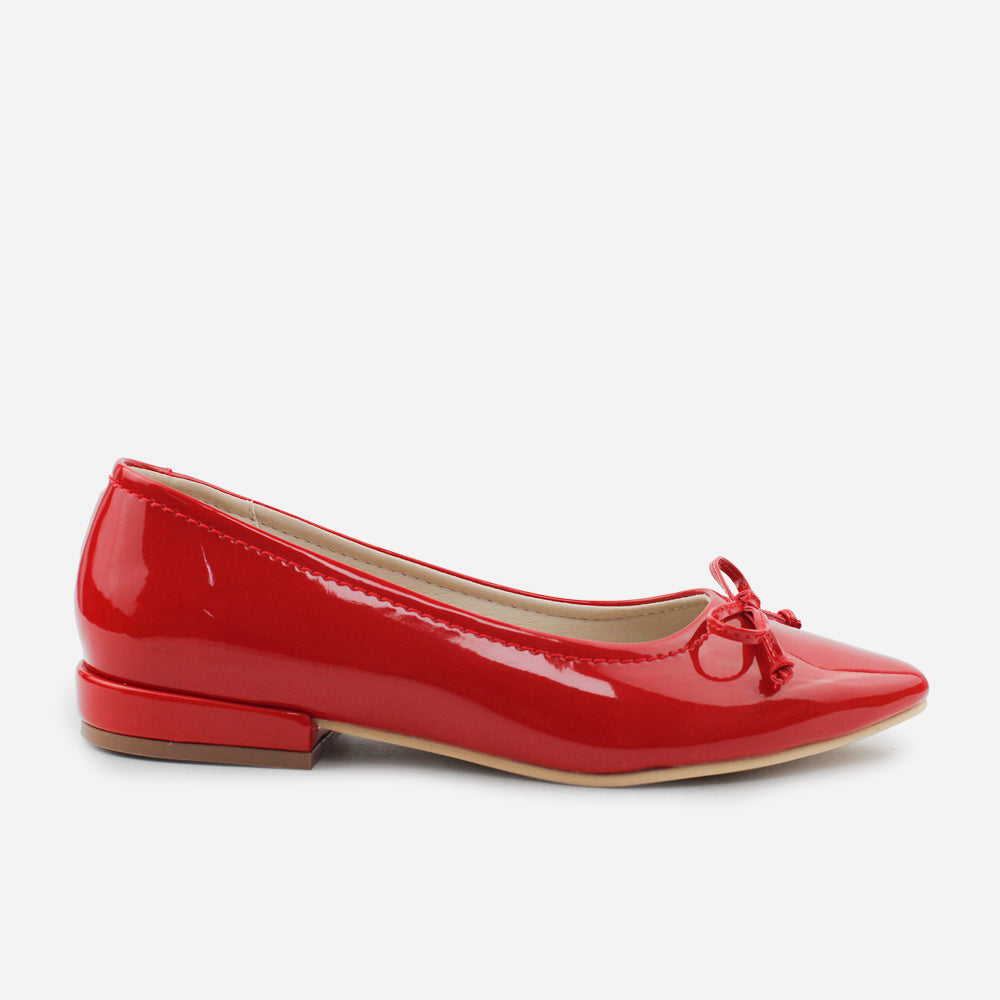 Baleta plana amara de sintético para mujer - Rojo