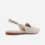 Baleta destalonada sarah de cuero para mujer - Gris