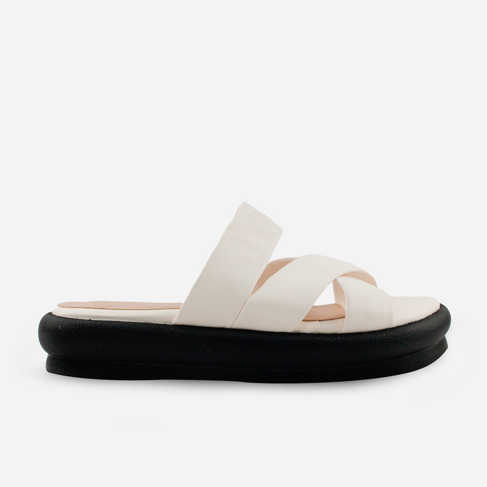 Sandalia flatform diera de sintético para mujer - Hueso