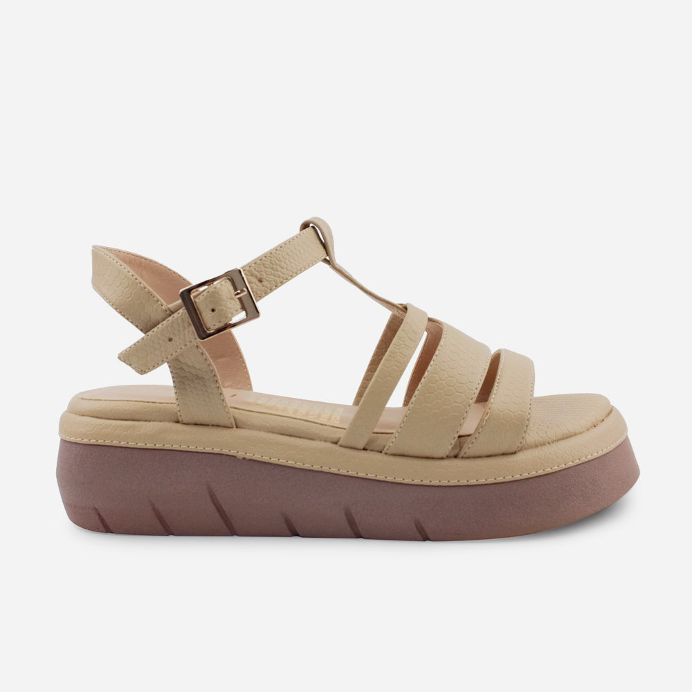 Sandalia chunky nerea de sintético para mujer - Beige