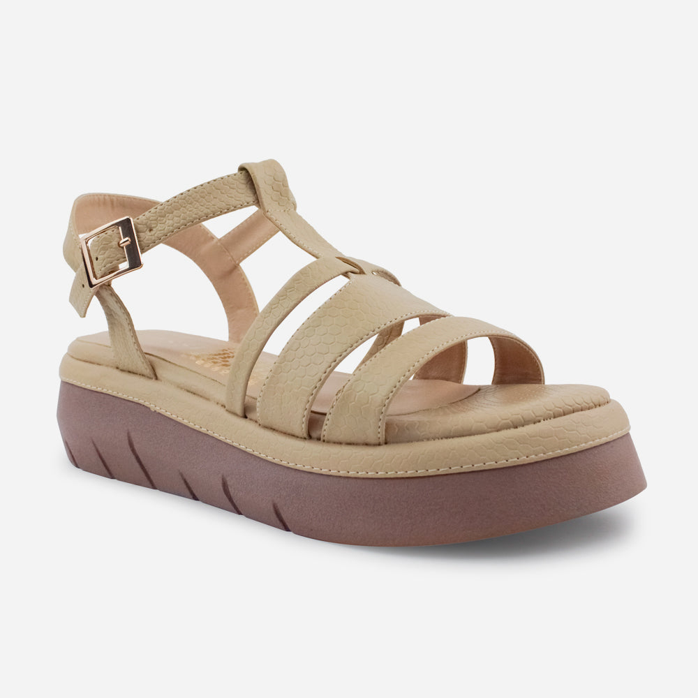 Sandalia chunky nerea de sintético para mujer - Beige