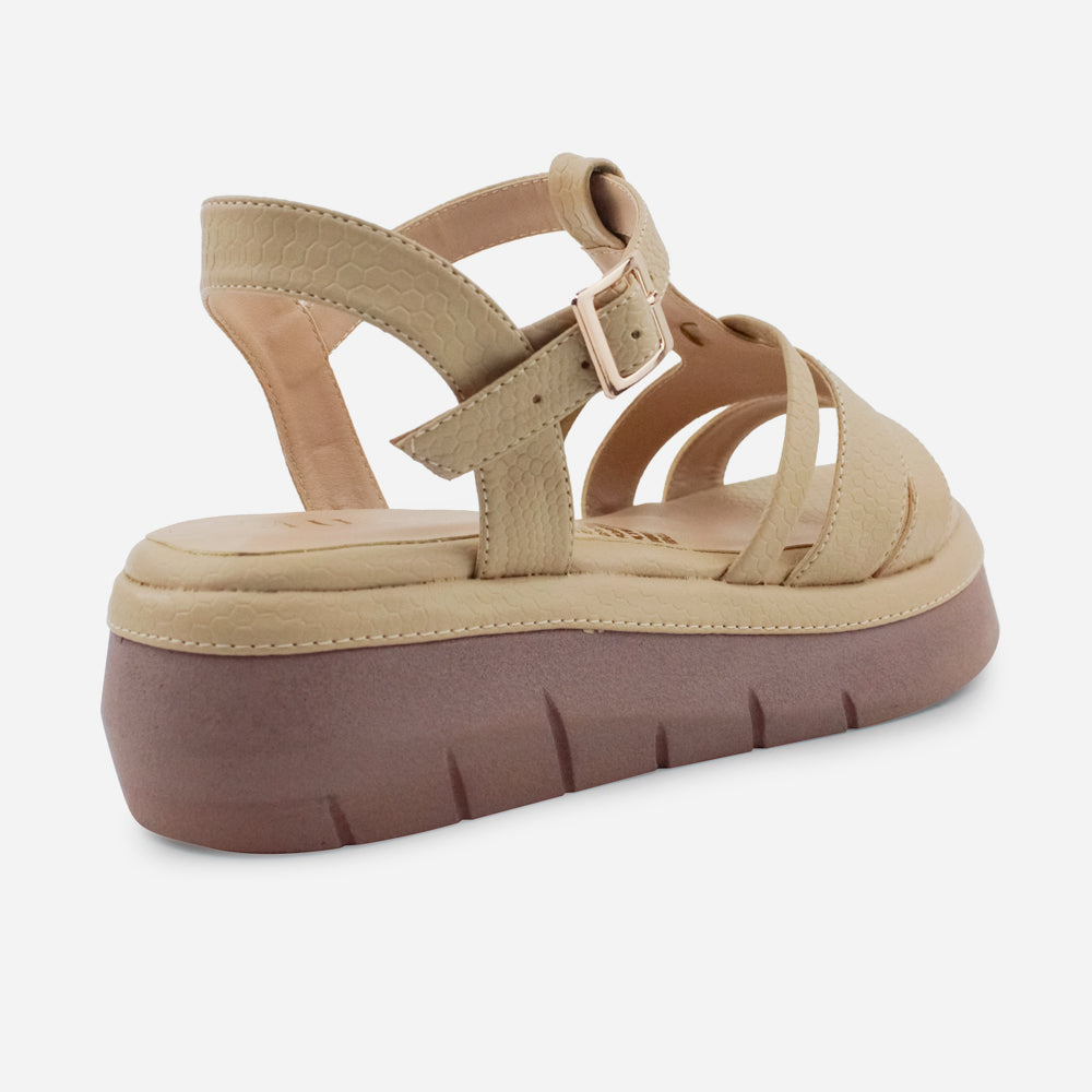 Sandalia chunky nerea de sintético para mujer - Beige