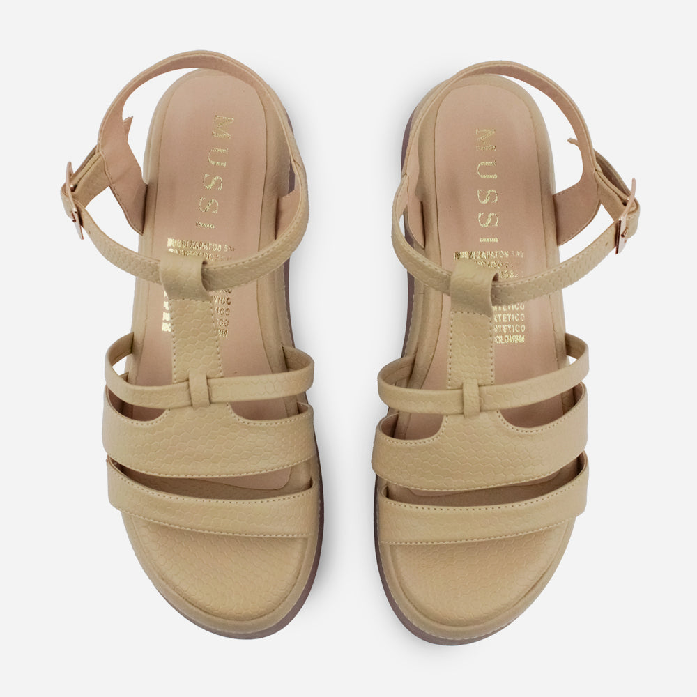 Sandalia chunky nerea de sintético para mujer - Beige