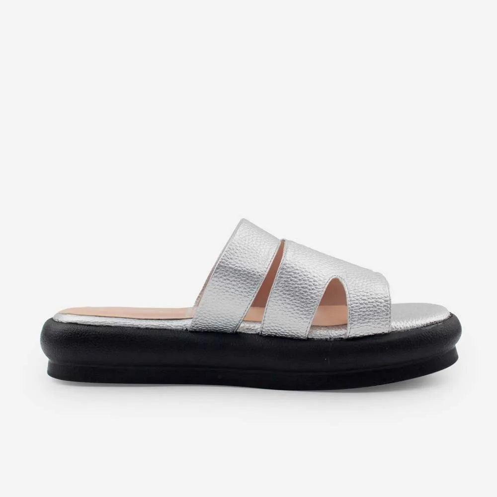 Sandalia flatform nora de sintético para mujer - Plateado