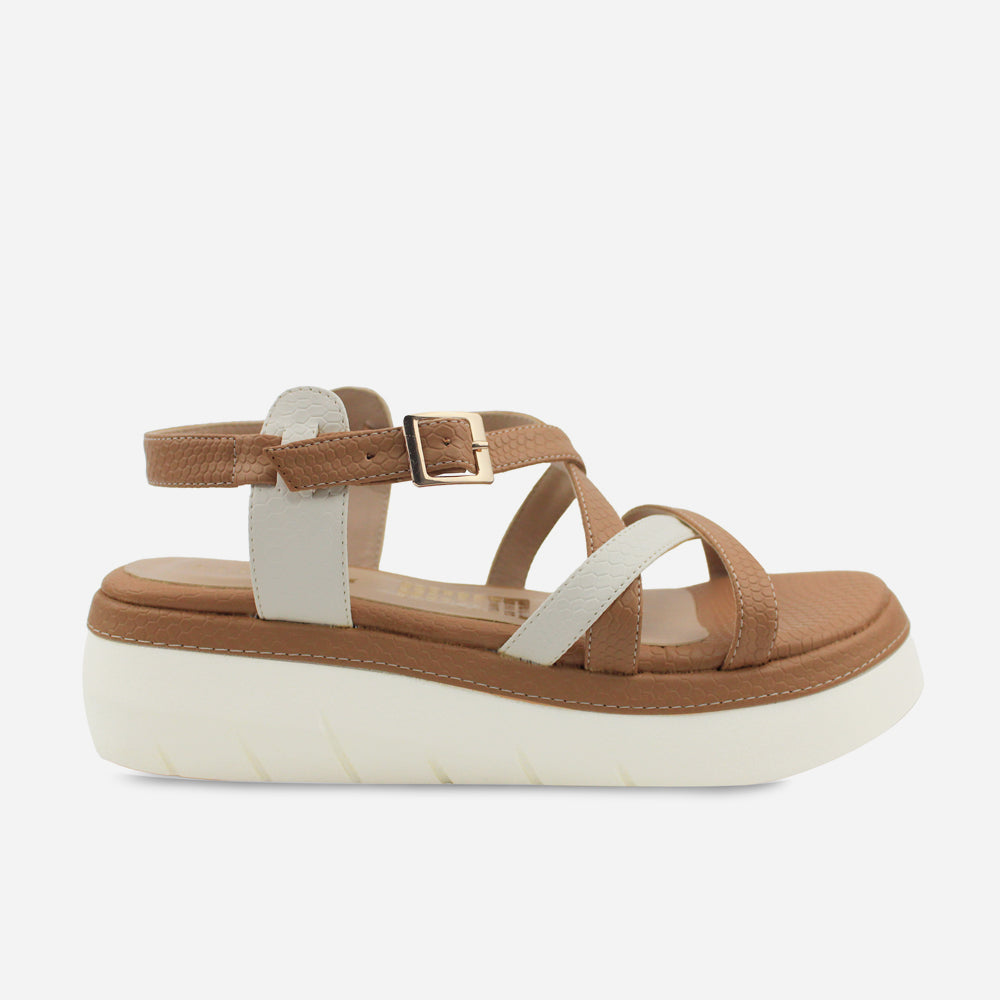 Sandalia chunky perla de sintético para mujer - Almendra