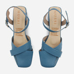 Sandalia tacon armonia de cuero para mujer - Azul