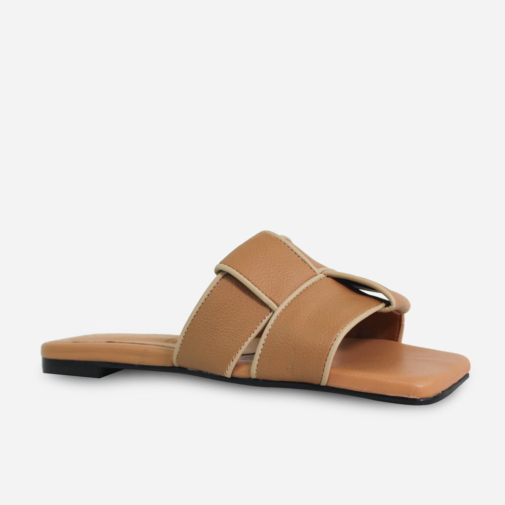 Sandalia plana camelia de sintético para mujer - Miel