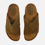 Sandalia plana nova de cuero para hombre - Miel